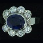 Sortija de oro blanco brillantes y zafiro