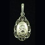 colgante madre con bebe de oro blanco