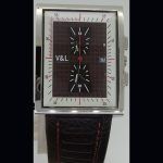 Reloj de caballero Victorio y Lucchino con caja de acero inoxidable y correa de piel marrón