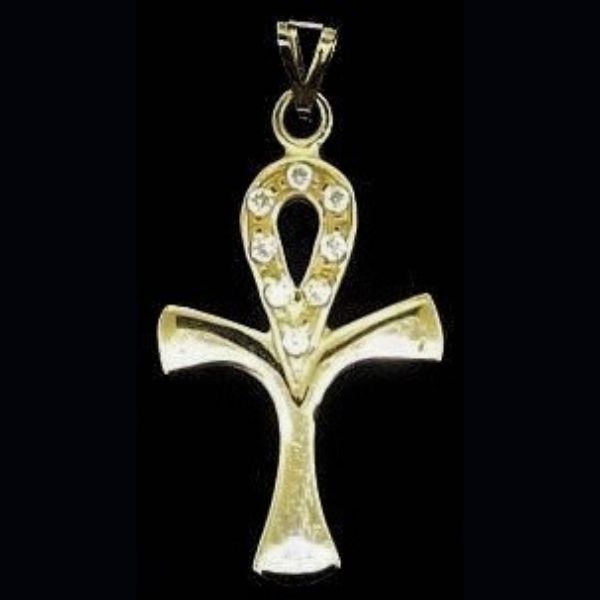 Colgante cruz pequeño en oro amarillo con circonitas