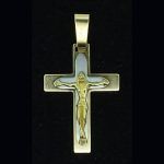Colgante cruz de oro amarillo y oro blanco