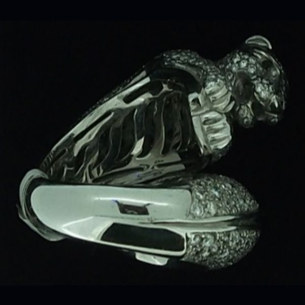 Sortija pantera de oro blanco y brillantes - Imagen 2