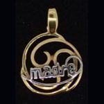 Colgante redondo mediano "madre" en oro amarillo y blanco