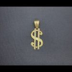 Colgante oro amarillo con circonitas blancas símbolo "Dollar"