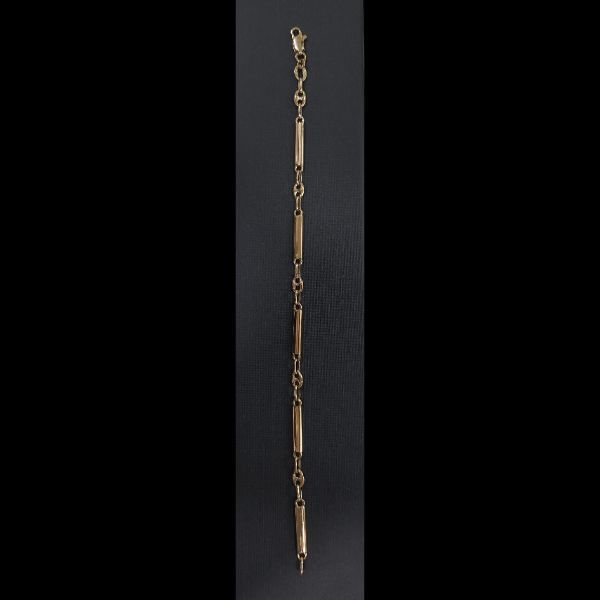 Pulsera oro amarillo con eslabones forma rectangular y con forma grano de café