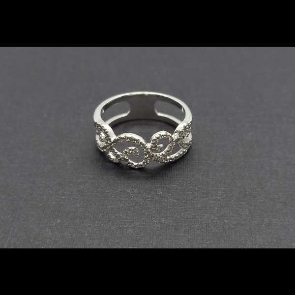 Anillo oro blanco con aro doble con puntas de brillantes