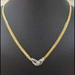 Gargantilla oro amarillo con colgante en oro blanco con circonitas