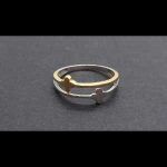 Anillo oro amarillo con doble aro central en oro blanco y amarillo