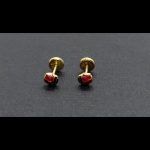 Pendientes oro amarillo con forma "mariquita" cierre de rosca