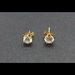 Pendientes oro amarillo con circonitas, cierre tipo mariposa