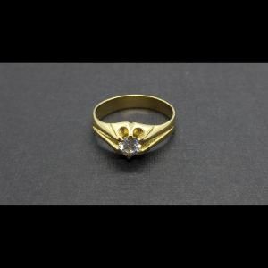 Solitario oro amarillo nº 21 de 18k con circonita blanca