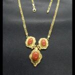 Gargantilla oro amarillo de 18kt con coral, 50,5 cm