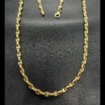 Cadena oro amarillo de 18 kt con eslabón con barra en oro blanco, 60 cm