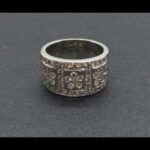 Anillo oro blanco ancho 18k nº16 cuajado de brillantes con forma de flor