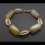 Pulsera oro amarillo 18 kt con piedras rectangulares, 20 cm
