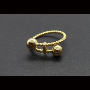 Anillo oro amarillo 18k con forma torneada con bolas de oro nº 23