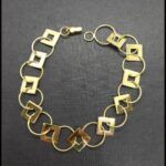 Pulsera oro amarillo 18k eslabones redondos y cuadrados(18 cm)