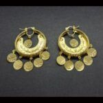 Argollas oro amarillo 18k con colgantes redondos