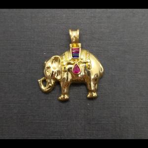 Pendentif éléphant En Métal Avec Chaîne Bleue Et Jaune - Bijou Fantaisie, Neuf Avec étiquettes