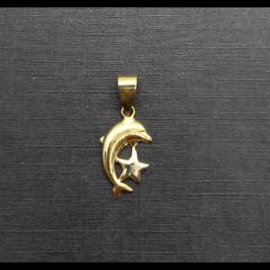 Colgante oro amarillo 18k forma delfín con estrella