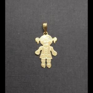 Colgante oro amarillo 18k con forma de niña