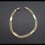 Pulsera oro amarillo 18k eslabon plano, 19,5 cm