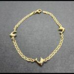 Pulsera oro amarillo 18k con eslabón plano y delfines, 18,5 cm