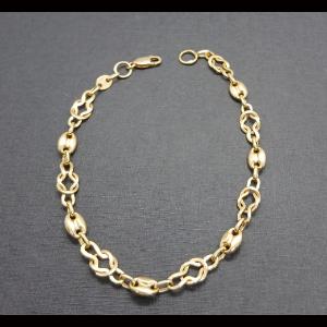 Pulsera oro amarillo 18k eslabón entrelazado y de calabrote 21 cm