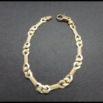 Pulsera oro amarillo 18k eslabón plano entrelazado 19 cm