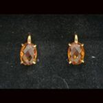 Pendientes oro amarillo 18k con piedra citrino cuarzo natural,cierre gancho cerrado