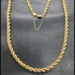 Cordón oro amarillo 18k de 62 cm con cadena de seguridad