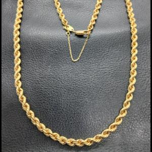 Cordón oro amarillo 18k de 62 cm con cadena de seguridad