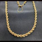 Cordón oro amarillo 18k de 60 cm con cadena de seguridad