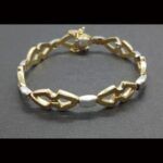 Pulsera oro amarillo y blanco 18k, 19 cm
