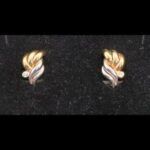 Pendientes bicolor oro amarillo 18k, cierre Omega