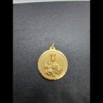 Medalla oro amarillo 18k del escapulario, 4 cm diametro