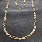 Gargantilla oro amarillo 18k de 50 cm con circonitas blancas y cadena de seguridad