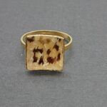 Anillo oro amarillo 18k con la parte central con forma cuadrada con esmalte animal print