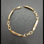 Pulsera oro amarillo 18k eslabones mixtos labrados con dibujos