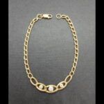 Pulsera oro amarillo 18k con circonitas blancas en la parte central 19 cm