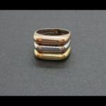 Anillo tricolor 18 kcon forma cuadrada nº 16