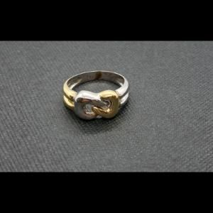 Anillo oro amarillo y blanco 18k nº 15 con forma entrelazada