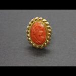 Anillo oro amarillo 18k con camafeo de coral nº 14