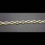 Pulsera oro amarillo y blanco 18k eslabones forma de rombos (19 cm)