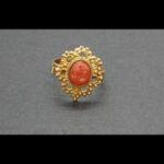 Anillo oro amarillo 18k labrado con cara de coral nº 24