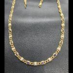 Cadena oro amarillo 18k decorada con circonitas azules y blancas 46 cm