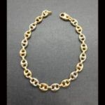 Pulsera oro amarillo y blanco 18k eslabón tipo calabrote 19cm