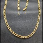 Cadena oro amarillo 18k eslabón tipo ojo de lince 60,5 cm con cadena de seguridad