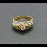 Anillo oro amarillo 18k con piedras verdes y circonitas nº 19