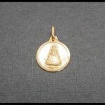 Medalla oro amarillo 18 qt forma redonda de la Virgen del Rocio